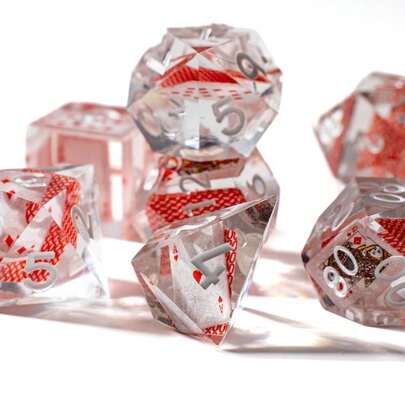 Set de 7 piezas de cartas de papel y dados de resina, adecuado para juegos de rol, incluye cartas de póker, dados creativos para RPG, dados de juego, exclusivo para D&D