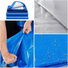 Membrana Impermeable Reforzada de Alta Resistencia, Resistente a la Lluvia Azul, 16 Milésimas de un Pulgada, Recubrimiento de Doble Cara, Protección UV, Resistencia al Desgarro y Bordes con Doble Refuerzo. Adecuada para Techos, Patios, Piscinas, Barcos y Cubiertas de Vehículos. Versátil para Uso en Exteriores, Esencial para Camping y Autocaravanas. - 3 x 4 metros - Ver 6