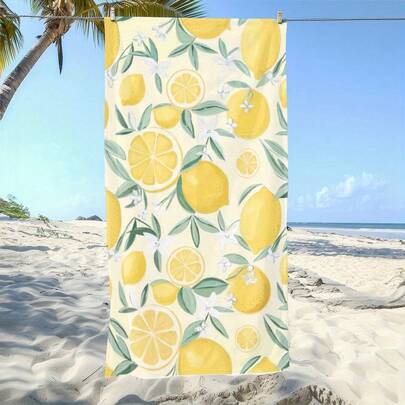 1 Toalla de playa: Toalla de playa de microfibra con estampado de limón: Un imprescindible para los días soleados en la playa. Elegante, absorbente y de gran tamaño para un secado rápido en verano.