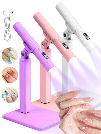 LIMEGIRL 迷你UV LED美甲烘干灯，带支架和法式印章，专为美甲设计，便携式高功率美甲烘干机，立式灯，专业UV美甲灯，适合初学者和专业人士