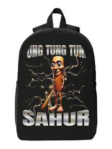 Tung Tung Tung Sahur Vibrant Printed Polyester Backpack - Sturdy Construction For Everyday Adventures - Hình chữ nhật - Xem 2