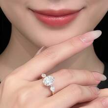 18K Gold Plated Adjustable Zirconia Pigeon Egg Flashing Eye Ring For Women - Gold - View 3
