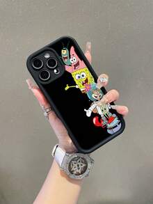 SpongeBob SquarePants 1 pieza Funda de teléfono a prueba de golpes con diseño pintado de la familia de Bob Esponja Pantalones Cuadrados, estilo creativo y lindo, compatible con Samsung/Apple 17/16/15/14/13/12/11 Pro Max/12 Pro/14 Plus y otros modelos - Multicolor - Ver 3