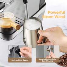 Espresso Machine,Coffee Maker With Auto-Shut Off, 30 Bar Pump Pressure,34 Oz Removable Tank & Removable Drip Tray, Cappuccino Coffee Maker With Milk Foaming Steam Wand For Latte, Mocha, Cappuccino - 查看 5