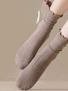 4 Pairs Women's Random Sweet Bowknot Ruffle Edge JK Style Comfortable Versatile Crew Socks - 彩色 - 查看 5