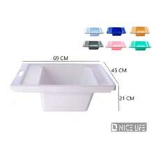 1-Pack Plastic Wash Tub - 69x45x21cm Utility Sink With Integrated Drainboards On Both Sides, Easy To Clean And Maintain, Color Random, Perfect For Home, Garage, And Outdoor Use - MultiWarna - View 5