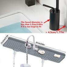 1pc Silicone Water Faucet Splash Guard Mat, New Design Kitchen & Bathroom Sink Drying Pad, Foldable Sink Splash Proof Pad, Anti-Splash Silicone Faucet Mat, Thickened With 3-Degree Slope To Prevent Water Accumulation - Multicolor - View 4