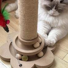 Large Cat Tree Scratching Post Pet Climbing Tower 46*24CM With Column Turntable - Burlywood (original Wood Color) - View 7