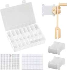Embroidery Floss Organizer With 24 Compartments - Cross Stitch Thread Storage Box Includes 100 Plastic Bobbins, Stickers, Bobbin Winder For DIY Sewing Crafts - White - 查看 1