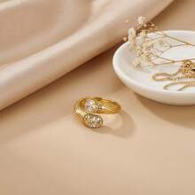 1pc Fashionable Crystal Shell Heart Ring, Suitable For Women's Daily Wear - Stainless Steel Ring - View 3