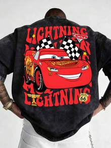 Disney American Street REVIVAL Graffiti Tee,  Print Loose Versatile Top - 黑色 - 查看 1