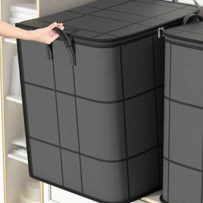 Cesta de almacenamiento con asa reforzada y plegable, caja de almacenamiento de tela duradera adecuada para dormitorio, armario y lavandería, fácil de plegar y guardar cuando no se usa