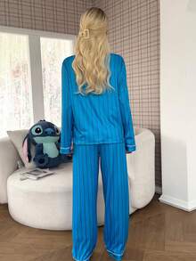 Disney Stitch Print Pajama Set - Multicolor - View 2