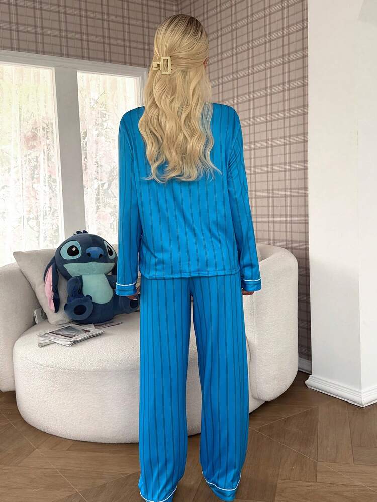 Disney Stitch Print Pajama Set - Multicolor - View 2