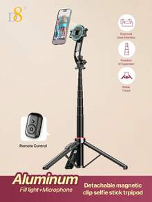 合金金属支架 D8 磁吸式手机自拍杆三脚架 360°旋转 兼容补光灯 1300MM 长智能手机三脚架一体式带集成无线遥控器 便携轻巧可伸缩手机三脚架 兼容 /安卓 妇女节礼物 派对庆典 - 均碼 - 查看 14