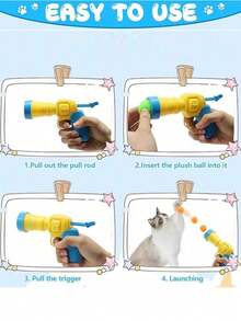 1pc Cat Toy Set (1 Launcher Gun And 20 Fur Balls), Cat Toy Interactive High Fun Toy Gun Plush Ball Launches Quiet High Bounce Ball To Tease The Cat - Nhiều màu - Xem 4