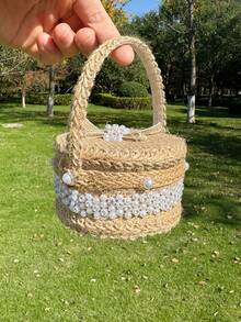1pc Creative Handmade Ring Box, Proposal Engagement Ring Box, Linen Fabric Wedding Flower Girl Gift Ring Holder (Ring Not Included) - 1PC - View 12