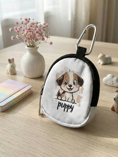 1pc Cartoon Puppy Coin Purse Card Holder, Lightweight Pouch With Clip For Coins, Cards, Accessories, Keys, Ideal For Girls And Boys, Convenient Carry-On Pouch, Great Gift For Friends