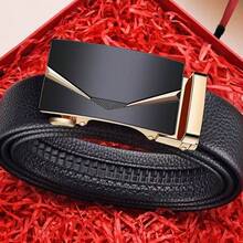 Men Automatic Buckle Leather Belt, Invisible Buckle Design For Business Pants - Multicolor - View 5