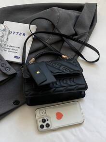 2025夏季女士高品质手提包，时尚百搭的单肩/斜挎包，方形包 - 黑色 - 查看 10