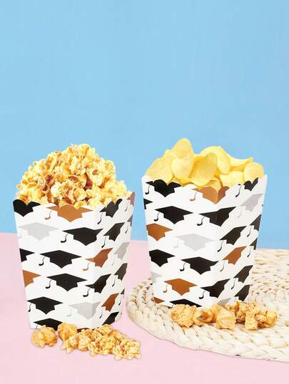 10个/30个/50个装毕业帽图案爆米花盒，2026届毕业爆米花袋，祝贺毕业糖果零食袋，礼品盒，派对回礼盒，适用于2026届大学高中毕业用品装饰