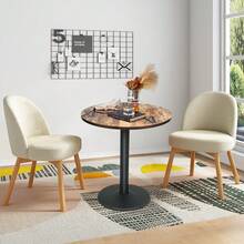 Runder Vintage-Esstisch, moderner Küchentisch, Säulentisch, 2-4 Personen, Industrial Style, geeignet für Küche, Esszimmer - Holzfarbe 1 - Übersicht 4