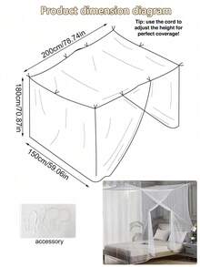 Mosquito Net, Four-Corner Curtain Bed Cover, Elegant Mosquito Net, Single Door Mosquito Net, Mosquito Net Bed Cover, Hanging Mosquito Net (Dome Top Single Door Mosquito Net), Camping Home Bedroom Palace Floor Standing Mesh Canopy, Mesh Bed Cover Curtain, Princess Bed Canopy Mosquito Net (No Light) - Multicolor - View 4