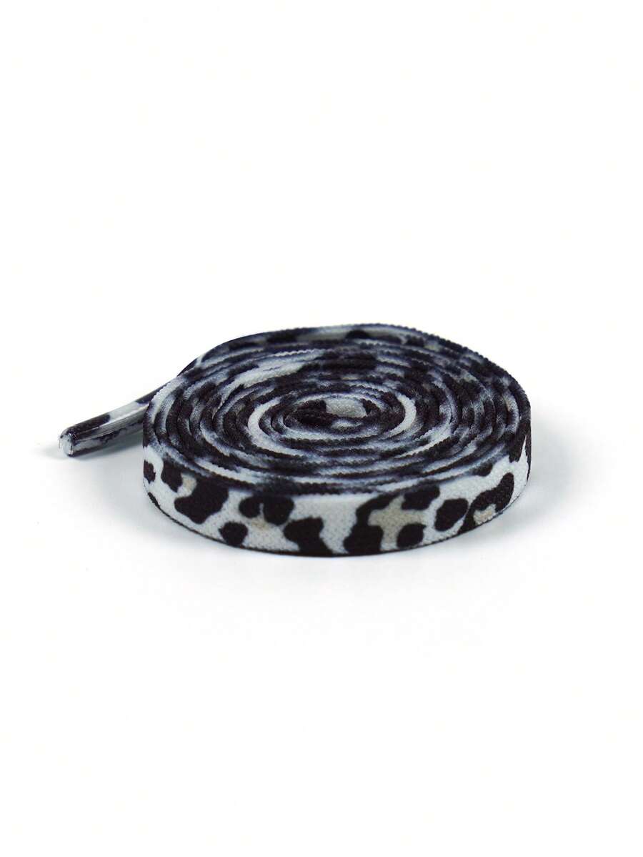1 pereche de șireturi cu imprimeu leopard alb-negru, textură fină, potrivite pentru adidași, pantofi sport, pantofi casual, pantofi din pânză, ideale pentru cadouri de Ziua Îndrăgostiților - Alb-negru - Vizualizare 1
