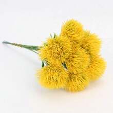 5/200 szt. Sztuczny plastikowy kwiat mniszka lekarskiego, odpowiedni do dekoracji jesiennych, wazonów ślubnych, domu, restauracji, sypialni, świąt i przyjęć urodzinowych, dekoracji ogrodowych, walentynek, prezentów na ukończenie szkoły - Żółty - Zobacz 5