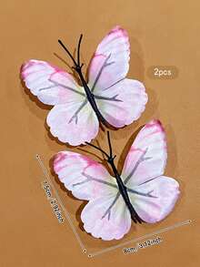 2pcs Pink Butterfly Hair Clips, Suitable For Everyday Use - Multicolor - View 9