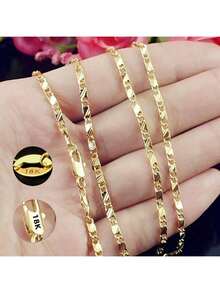 Exquisite Fashion 18K Gold Filled Necklace For Women Men Size 16-30 Inch Chain Necklaces Versatile Elegant And Perfect Fashion Jewelry Gift - Gold - View 8