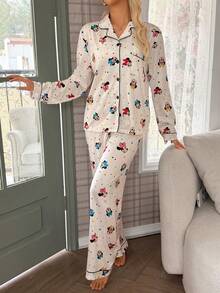 Conjunto de pijama con estampado de Minnie y Mickey Mouse de Disney - Multicolor - Ver 3