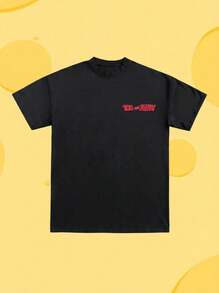 Whysmera SHEIN X Tom & Jerry Women's Summer New Joint Print T-Shirt, Made Of Skin-Friendly, Breathable, And Shaping Premium Fabrics, Classic Cartoon And American Graffiti Fonts, Loose-Fit Design, Anti-Aging Effect, Suitable For Daily Commuting, Campus Attire, Girlfriend Dates, Anime-Themed Parties, And Home Wear. - Black - View 2