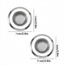 Dos filtros de drenaje de acero inoxidable, cestas de drenaje de acero inoxidable, filtros para fregadero de cocina, cestas de drenaje, tapones de drenaje, filtros de drenaje y utensilios de cocina para uso doméstico. - 2 piezas de 7 cm/2,8 pulgadas - Ver 7