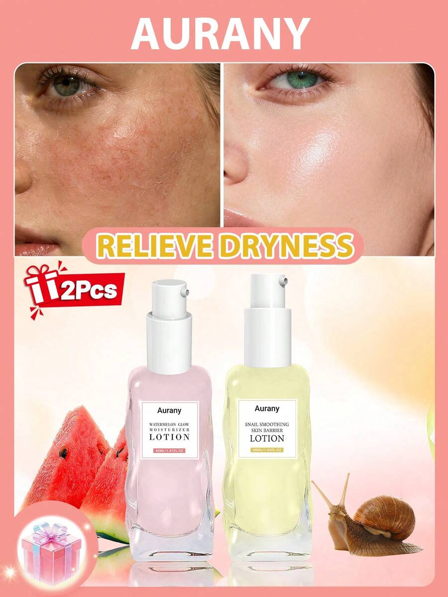 AURANY Bộ sữa dưỡng thể phục hồi da ốc sên và sữa dưỡng thể dưa hấu, bộ sữa dưỡng thể dưỡng ẩm sâu và làm sáng da chứa dịch nhầy ốc sên và chiết xuất dưa hấu, sữa dưỡng thể nuôi dưỡng và phục hồi da phù hợp với mọi loại da, nhẹ nhàng và không gây nhờn rít, chăm sóc da hàng ngày. - Nhiều màu - Xem 1