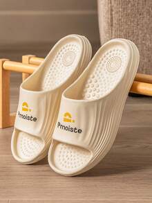 女士按摩条纹拖鞋，柔软轻便，厚底露趾凉拖鞋 - 杏色 - 查看 1