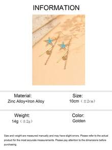 زوج من أقراط نجوم البحر المطلية بالذهب والشرابات بطراز شاطئ البحر الصيفي، مجوهرات أنيقة للنساء، مناسبة للارتداء اليومي وحفلات الشاطئ والعطلات - متعدد الألوان - مشاهدة 5