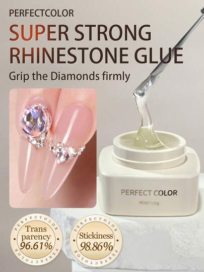 20g Pegamento de diamante transparente para uñas, súper pegajoso, adecuado para decoración de piedras 3D, dijes, flores, joyería de diamantes artificiales, pegatinas de uñas acrílicas DIY, esmalte de uñas UV transparente y pegajoso, color recomendado perfecto