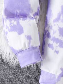 3件套女童扎染印花长袖连帽衫、吊带背心和裤子套装，街头风运动装，秋冬款 - 淡紫色 - 查看 11