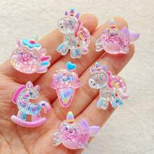 5/10/20pcs Vibrant Animal Themed, Colorful Unicorn Resin Charm Accessories - Ideal Gifts For Christmas, Valentine's Day, New Year - Unicorn - View 6