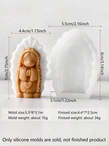 2 Styles Cute Virgin Mary, Heart, Base, Praying Girl Flat Silicone Candle Molds, Easter Decorations, Heat Resistant & Highly Elastic Soft Silicone Molds, Multipurpose - Candle Making, Plaster/Painting, Squeezing Toy/Stress Relief, Photography Backdrop, Home Decor, Holiday Party Gifts, Handmade Crafts, Durable & Easy To Clean, Reusable - 白色 - 查看 5