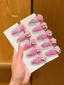 10个随机粉色款式发夹，适合日常使用 - 彩色 - 查看 4