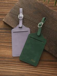 1pc Customized Embossed Name Luggage Tag, Suitable For Suitcase, Customized Gold Letter Combination Textured Suede Luggage Tag With Privacy Name Card, Personalized Travel Bag Backpack Label, Wedding Place Card, Gift Tag, Travel Accessories, Handmade, Fashionable Travel Gift, Bridesmaid Gift, Gift For Friends - Nhiều màu - Xem 4