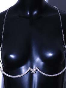 Collar personalizado con incrustaciones de diamantes; Conjunto de accesorios de fiesta de moda; Cadena corporal con colgante de mariposa sexy - Multicolor - Ver 4