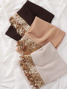 1pc Elegant Luxurious Modest Sequin Tassel Women Hijab Scarf For Abaya - Multicolor - View 1