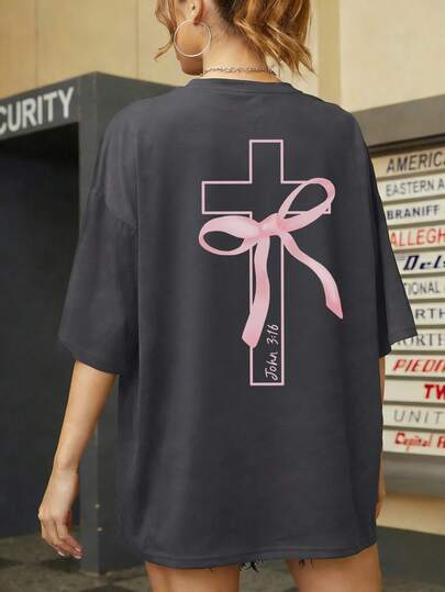 Women's Summer New Simple Slogan Print Casual Vacation Style Loose Fit Round Neck Short Sleeve T-Shirt, Fashionable Everyday Top, Suitable For Daily And Vacation Wear. Women's T-Shirt Top.