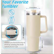 1pc 40oz Stainless Steel Vacuum Insulated Water Bottle With Straw, Suitable For Hydration Enthusiasts, Coffee Lovers, Outdoor Sports And Travel, Ideal For Back To School Season And Christmas Gift, Straw And Cleaning Brush Sold Separately (Applicable To The Bottle) - Multicolor - View 3