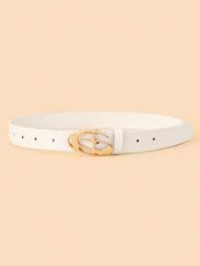 1pc Kids New Star Buckle Belt, High Quality PU Waist Belt For Jeans, Dresses, Student Waist Belt - White - View 4