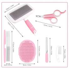 Crafterlife Small Animal Pet Grooming Kit With Pet Shedding Slicker Brush, Bath Massage Glove, Pet Grooming Comb, Nail Clipper Trimmer For Rabbit, Puppy, Kitten, Guinea Pig, Hamster, Ferret (Pink) - Màu A - Xem 2