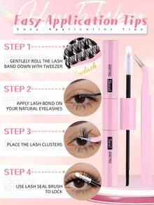 384pcs Fluffy DIY Eyelash Extension Kit, 8-16mm Mixed Length, Single Lash, C Curl, Includes Eyelash Glue, Sealer And Eyelash Extension Tools, Easy To Use At Home, Halloween - Black - View 10